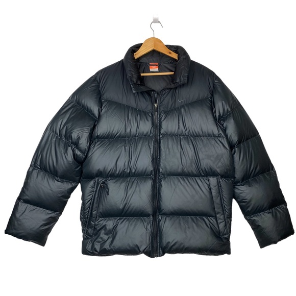 Nike RARE Vintage Y2k Swoosh Down 550 Puffer Zip Up Winter Bomber Jacket Black - Picture 5 of 15